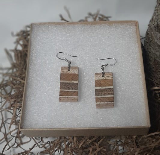 Laminated wood earrings