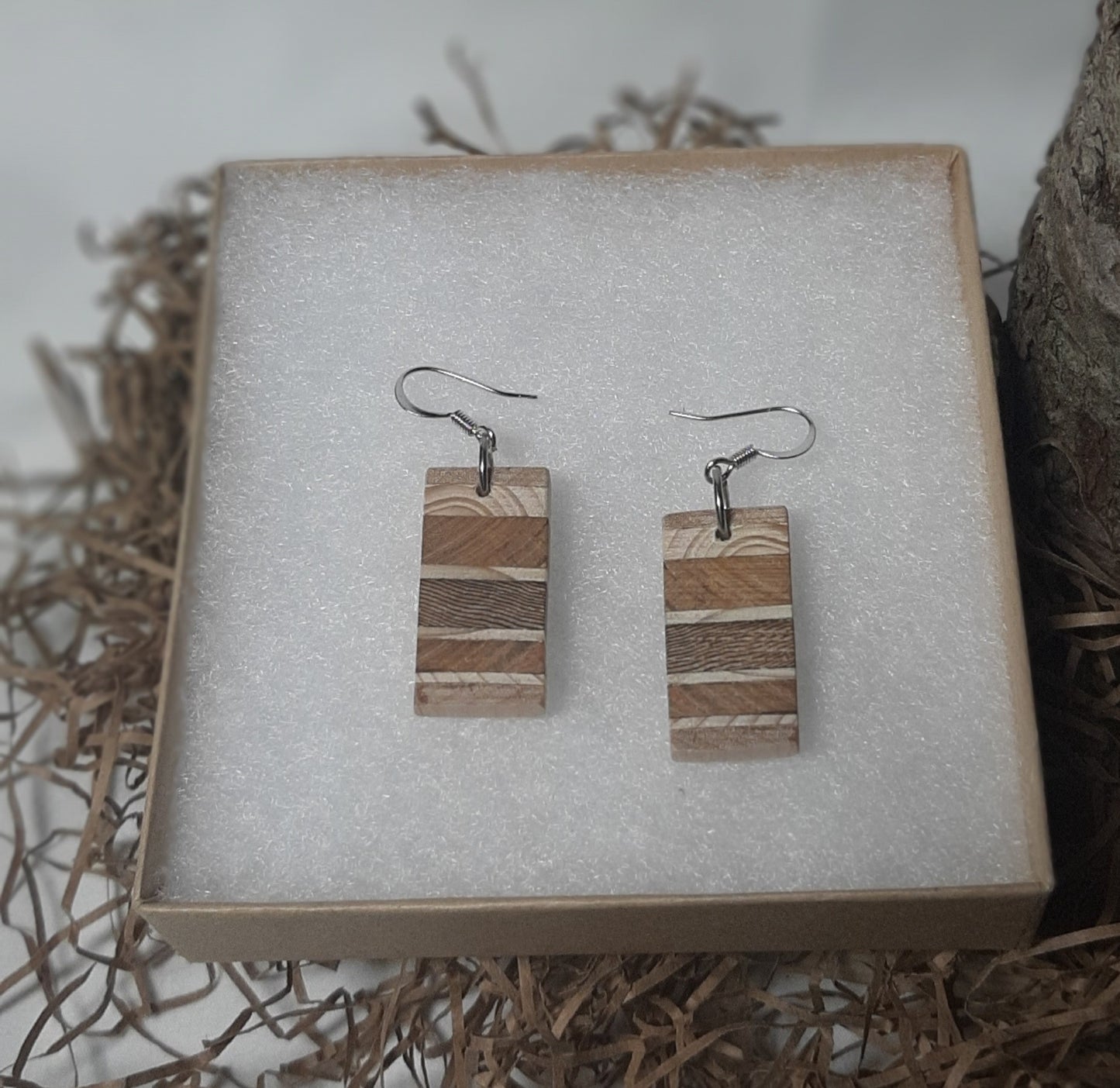 Laminated wood earrings