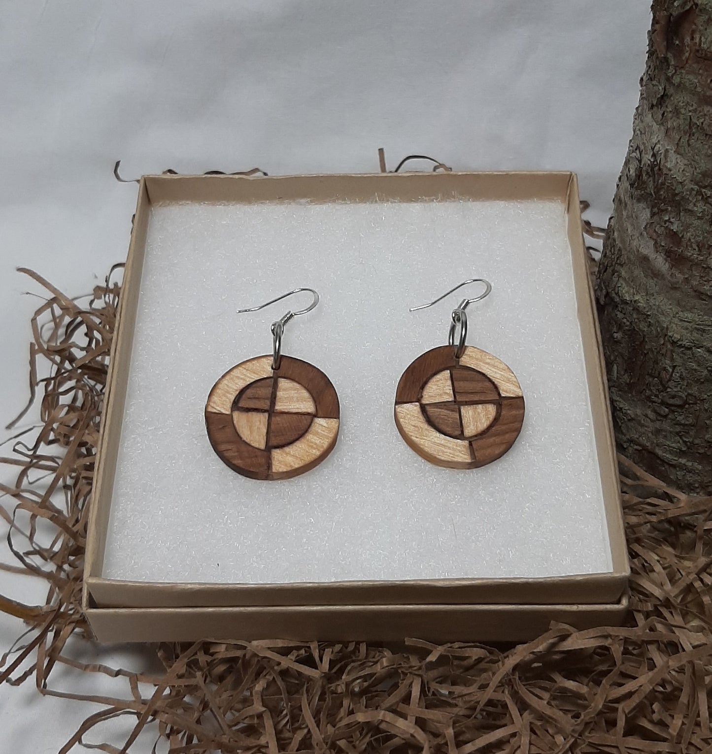 Geometric wood earrings