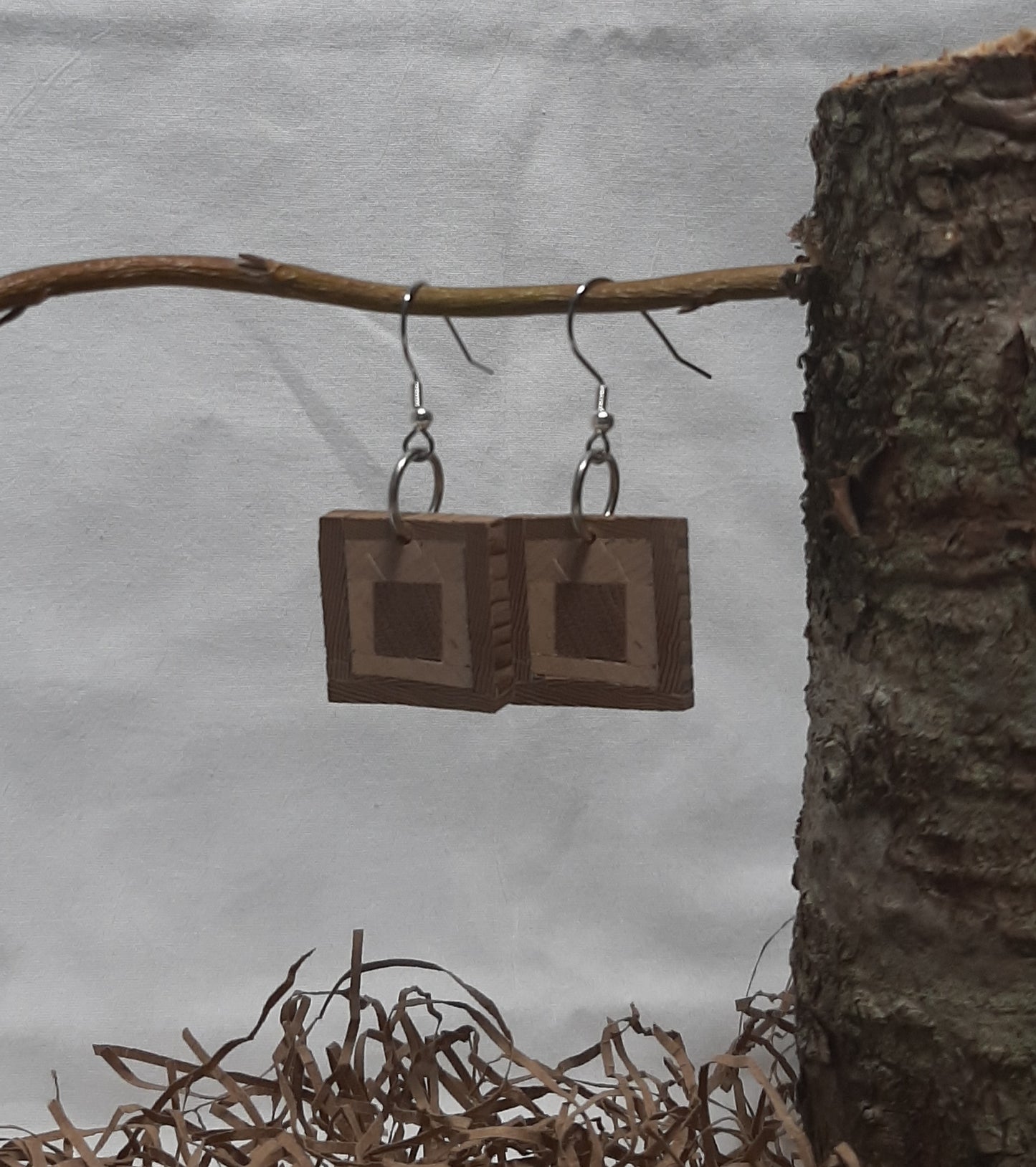 Mosaic wood earrings