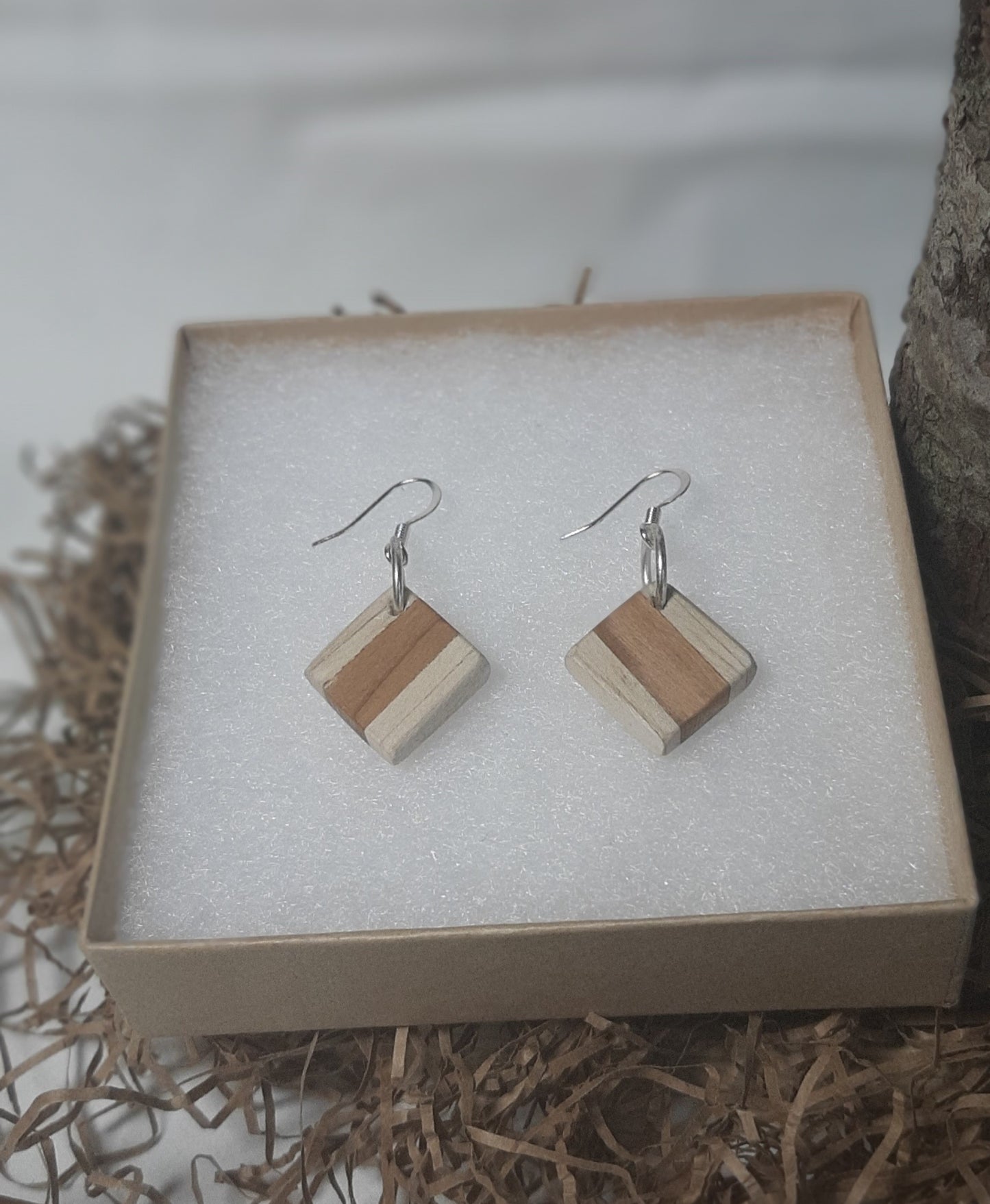 Laminated wood earrings