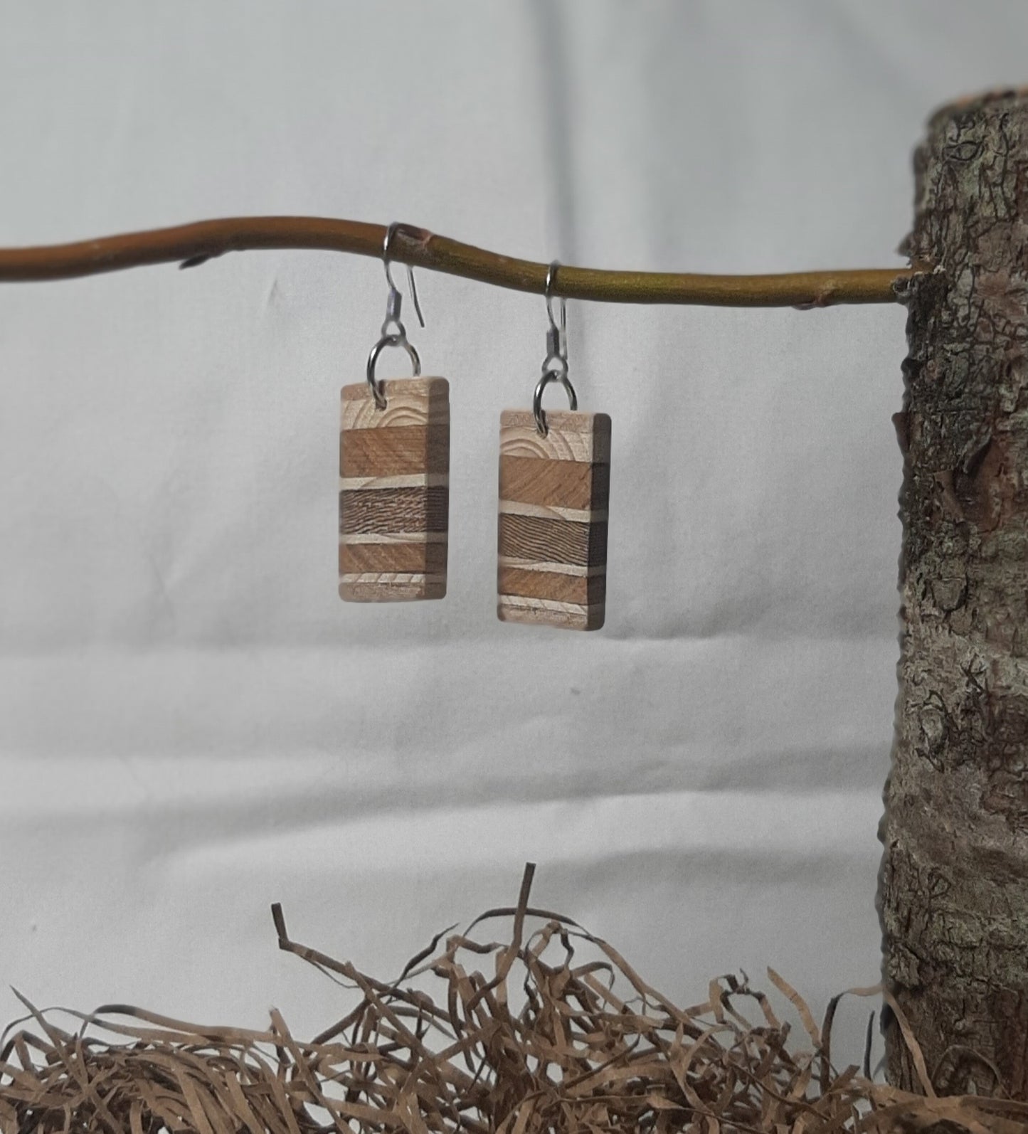 Laminated wood earrings