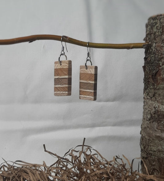 Laminated wood earrings