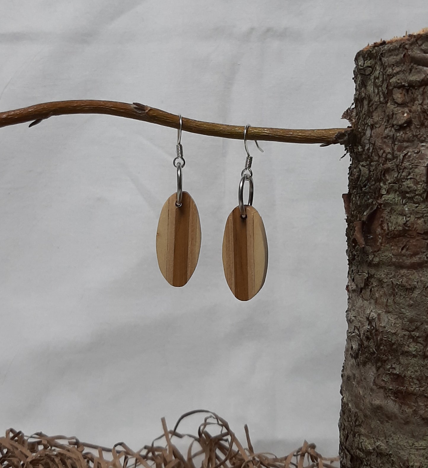 Laminated wood earrings