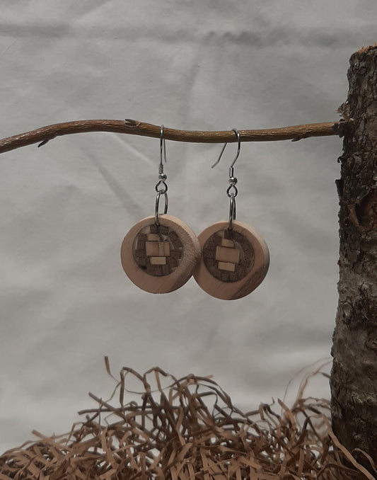 Mosaic wood and epoxy earrings