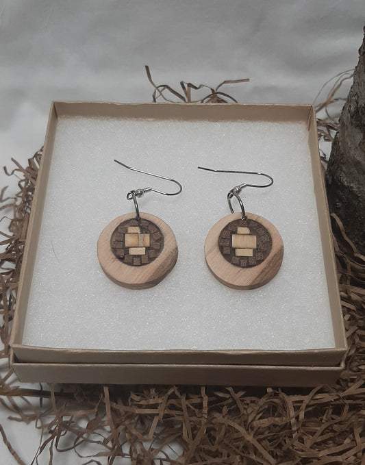 Mosaic wood and epoxy earrings