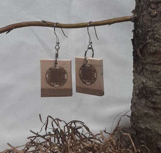 Mosaic wood and epoxy earrings
