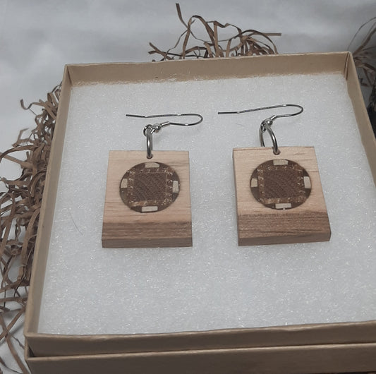 Mosaic wood and epoxy earrings