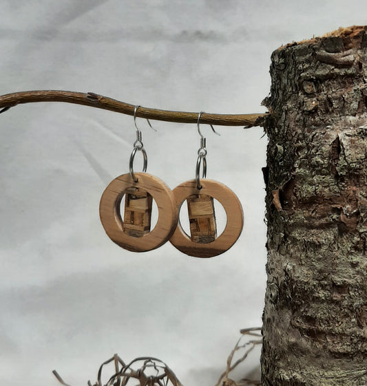 Mosaic wood earrings
