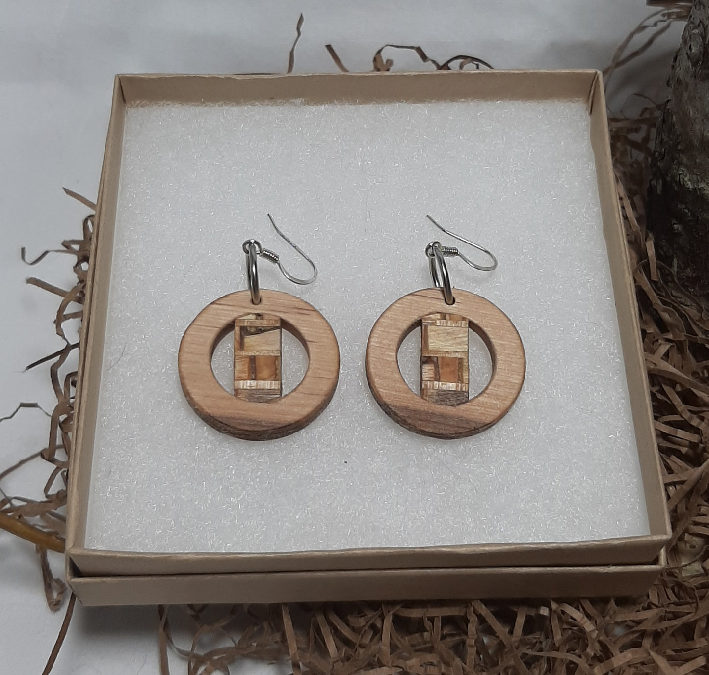 Mosaic wood earrings