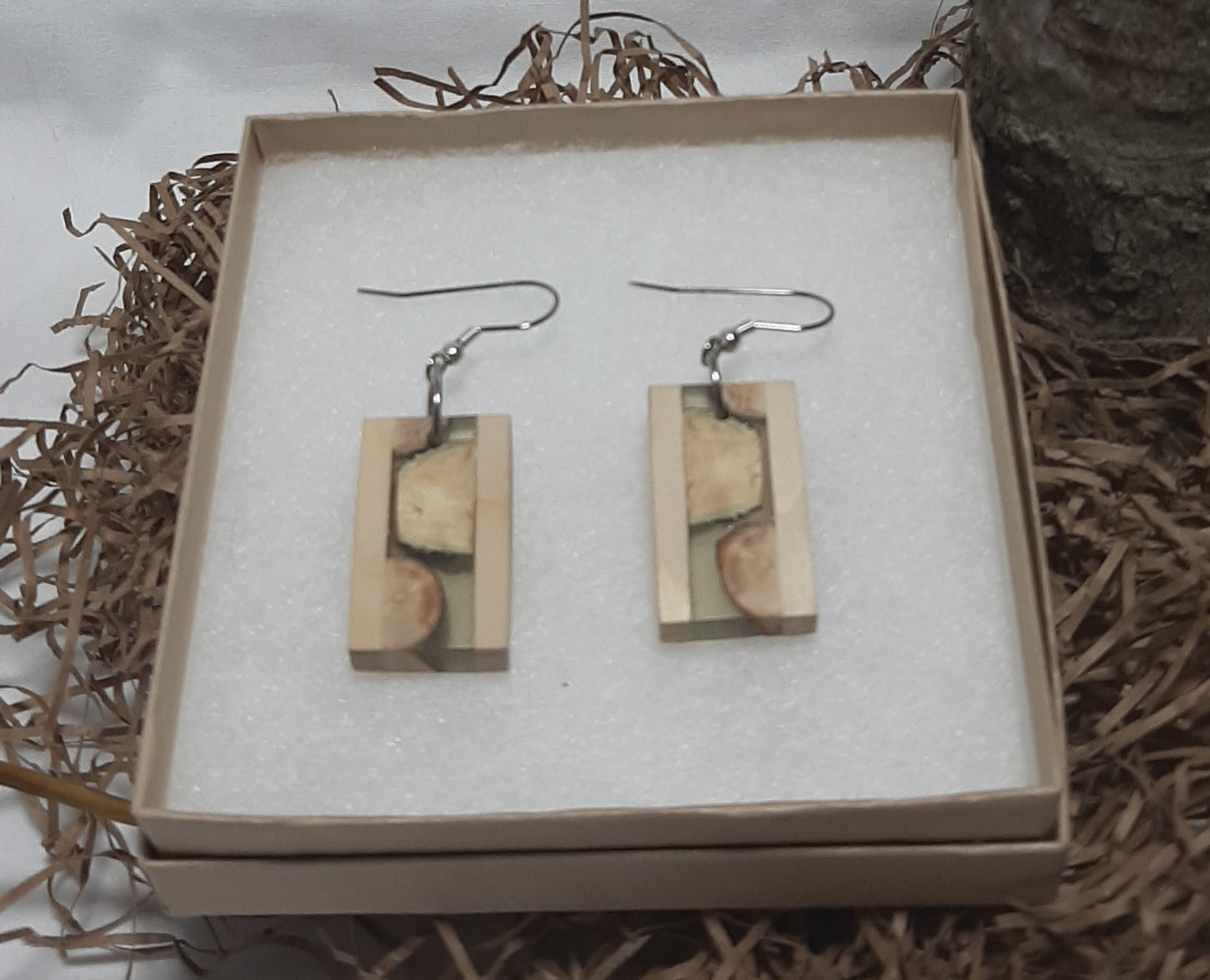 Twig and epoxy earrings