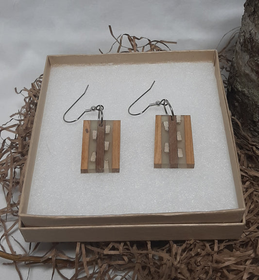 Wood and epoxy earrings