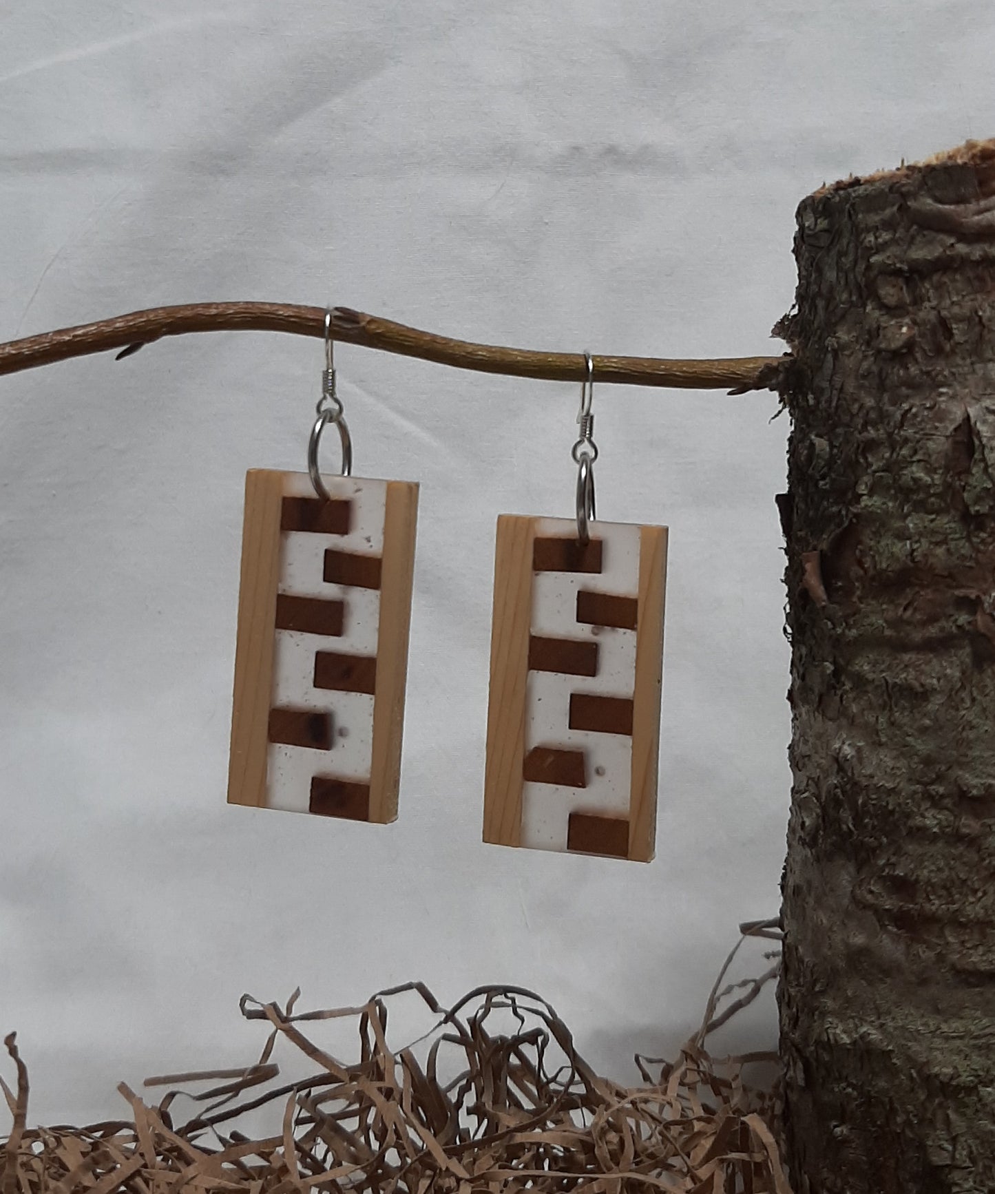 Wood and epoxy earrings