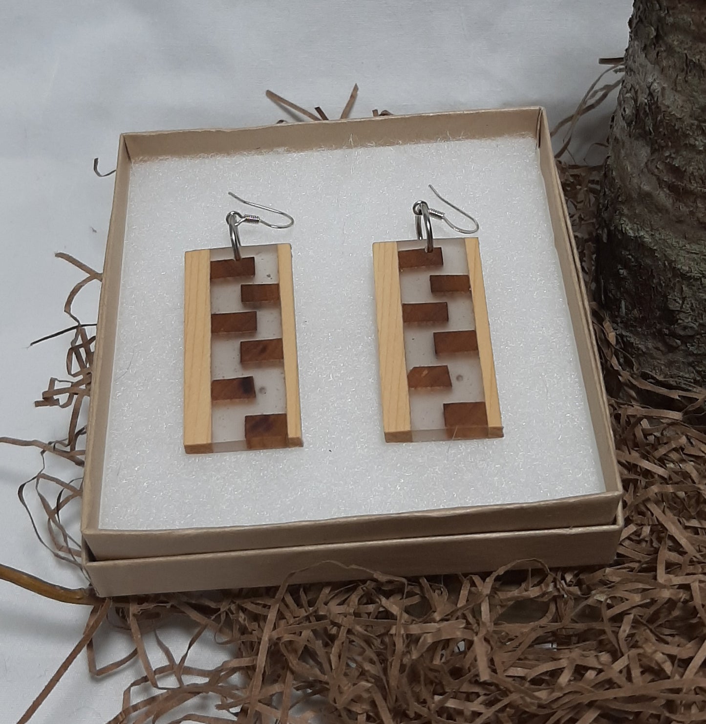 Wood and epoxy earrings